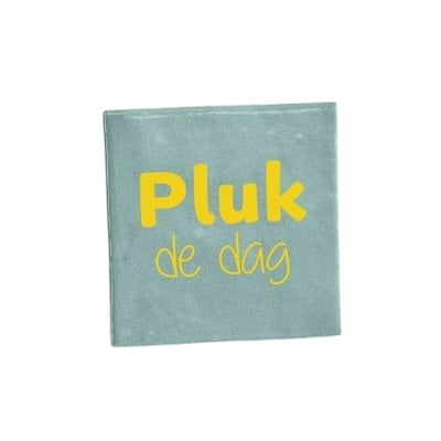 Tegeltje - Pluk De Dag - lichtblauw &amp; geel