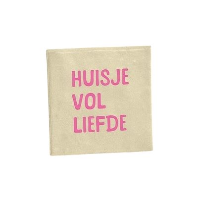 Tegeltje - Huisje vol liefde - beige &amp; roze