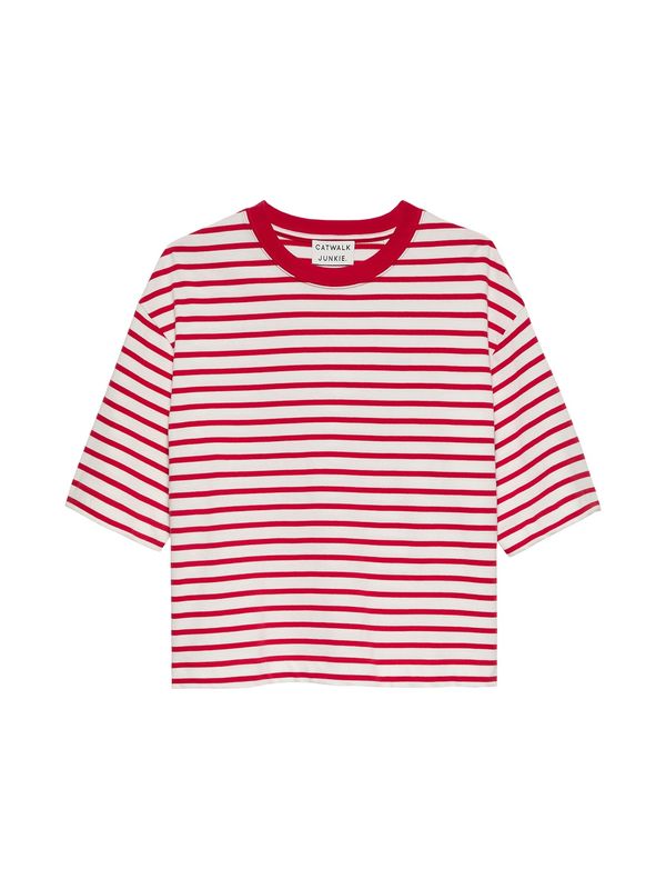 Loose fit stripe t-shirt - red/white