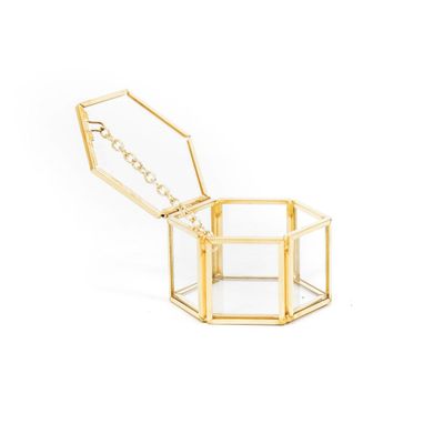 Opbergdoos / sieradendoos hexagon - goud
