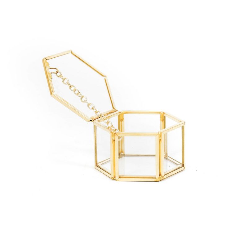 Opbergdoos / sieradendoos hexagon - goud