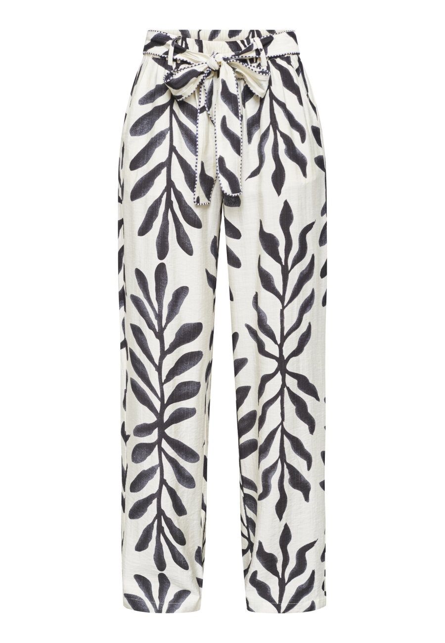 Broek Ella print - crème / zwart