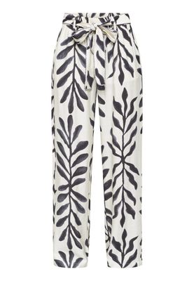 Broek Ella print - crème / zwart