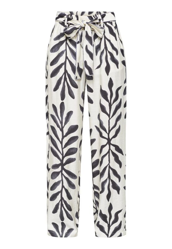 Broek Ella print - crème / zwart