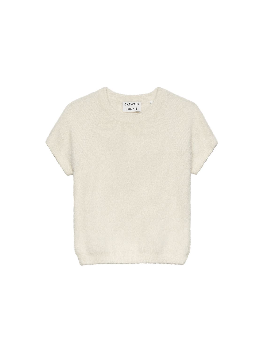 Fuzzy shortsleeve knit - off white