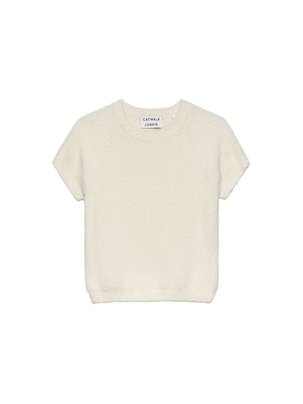 Fuzzy shortsleeve knit - off white