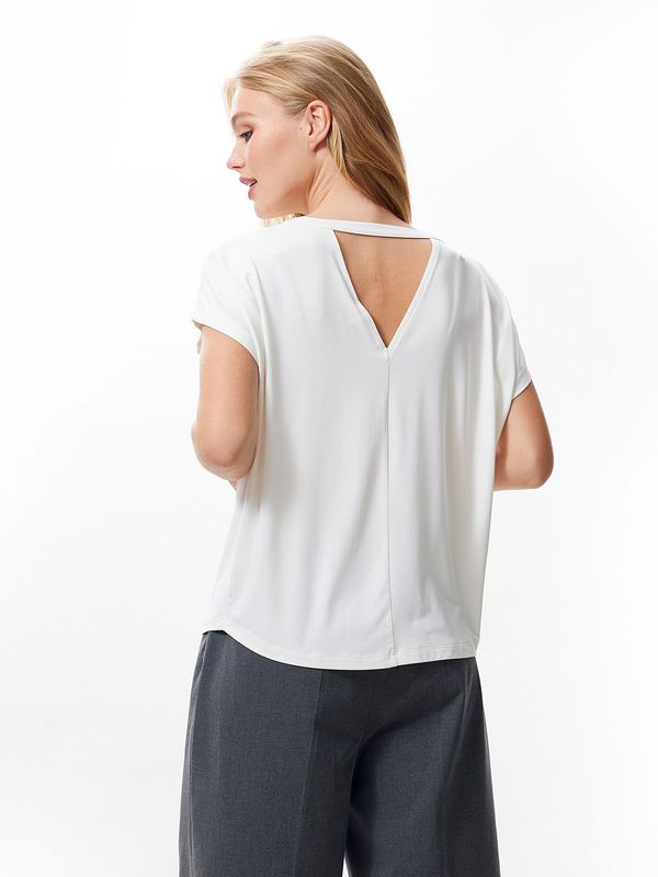 T-shirt met open rug detail - off white
