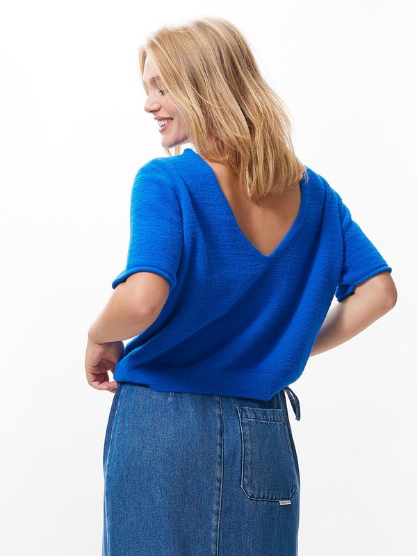 Soft knit with Vneck - blue