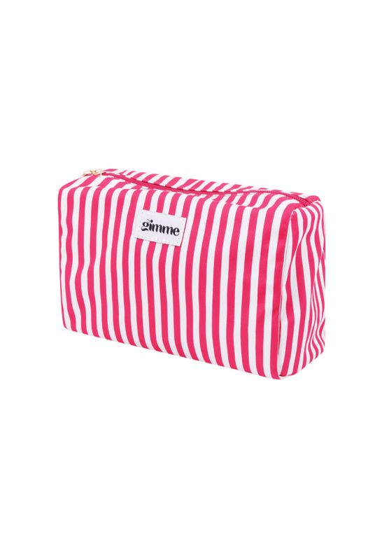 Toilettas kleine strepen - fuchsia