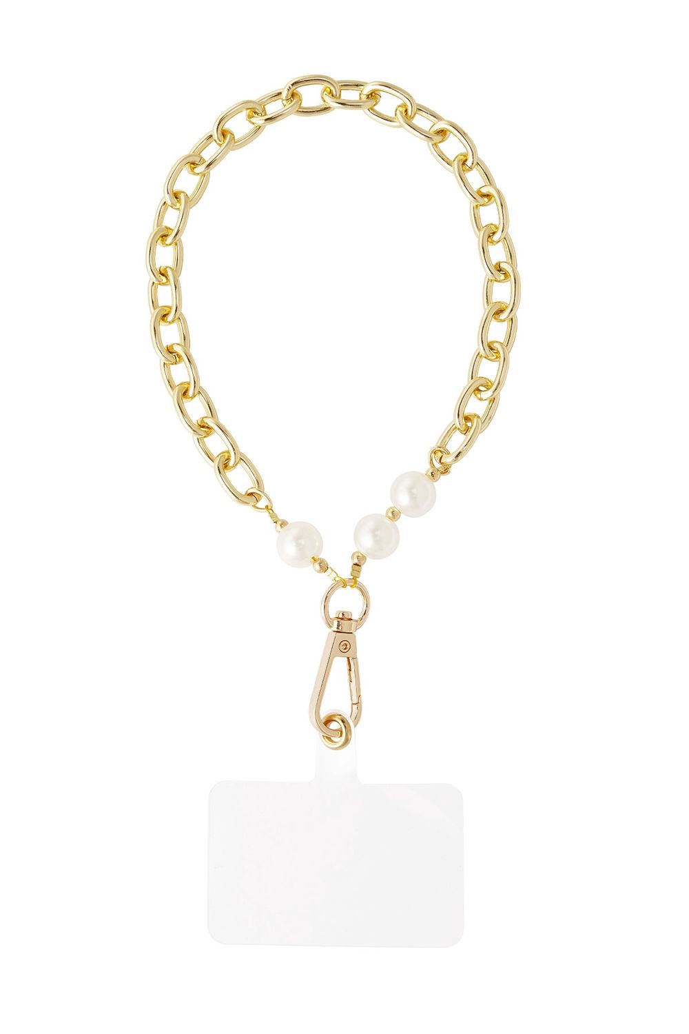 Phonecord / telefoonkoord - ketting / parels - goud / wit
