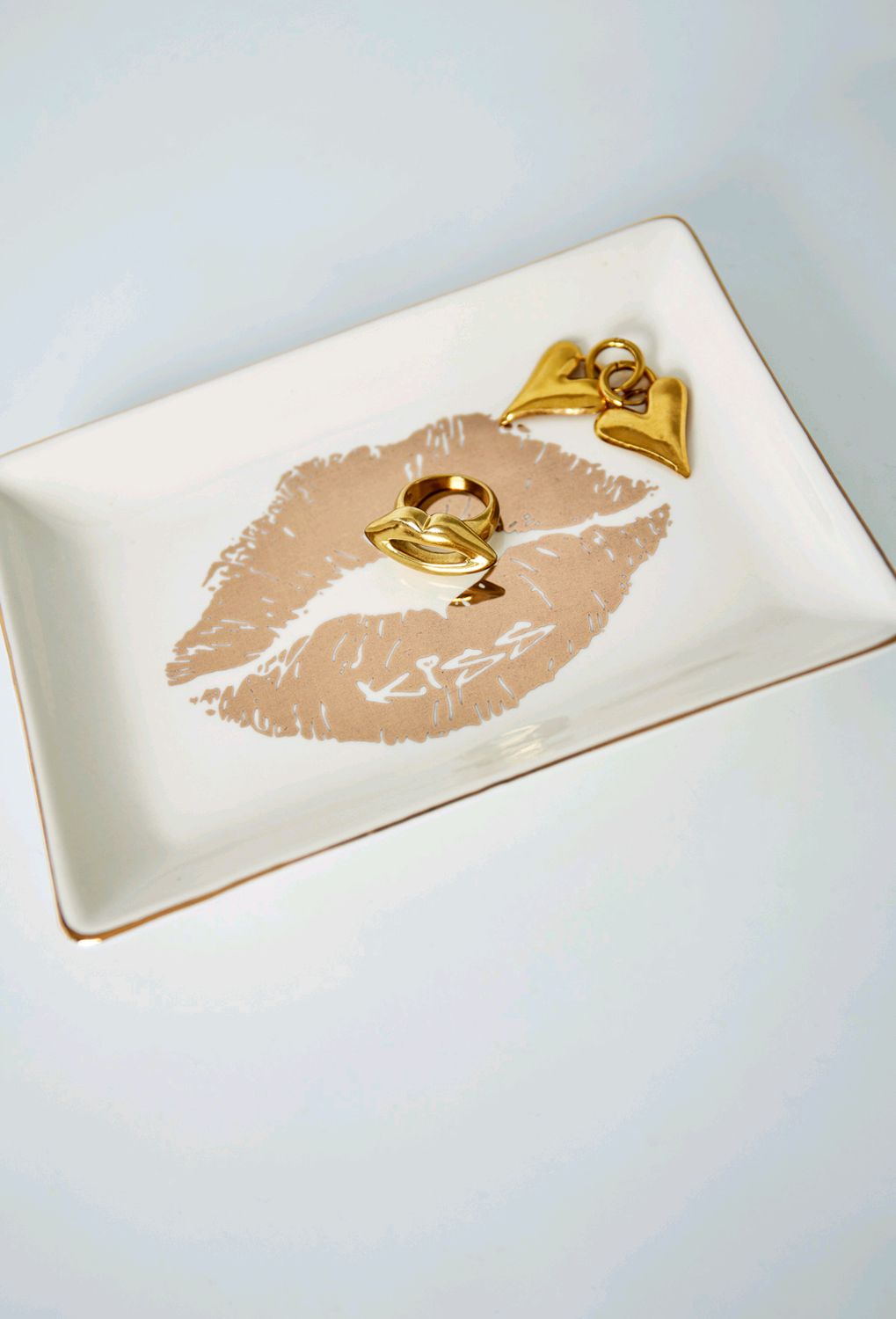 Keramieken schaaltje kiss - wit/goud