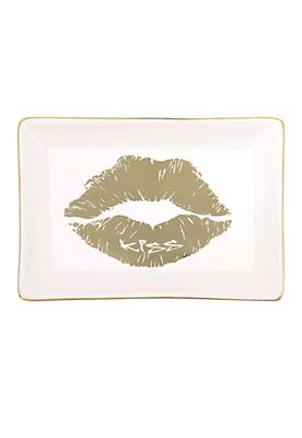Keramieken schaaltje kiss - wit/goud
