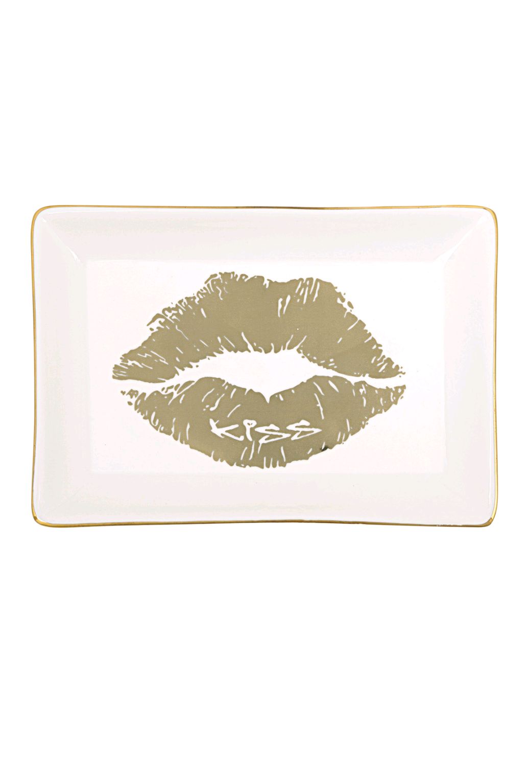 Keramieken schaaltje kiss - wit/goud