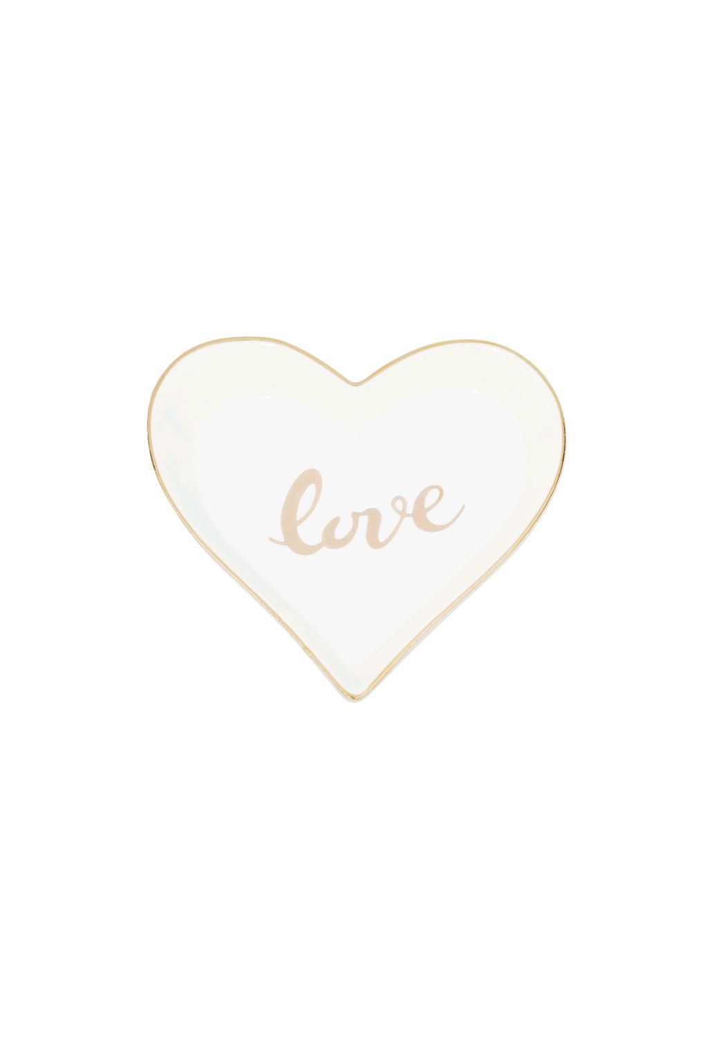 Keramieken schaaltje hart - love wit/goud