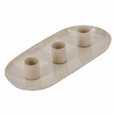 Kaarsenstandaard ovaal - beige