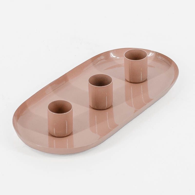 Kaarsenstandaard ovaal - roze