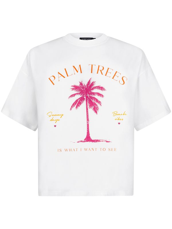 T-shirt Palm trees - offwhite/multi
