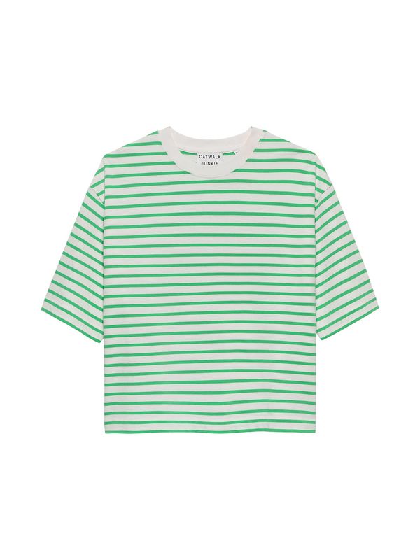 Loose fit stripe t-shirt - island green