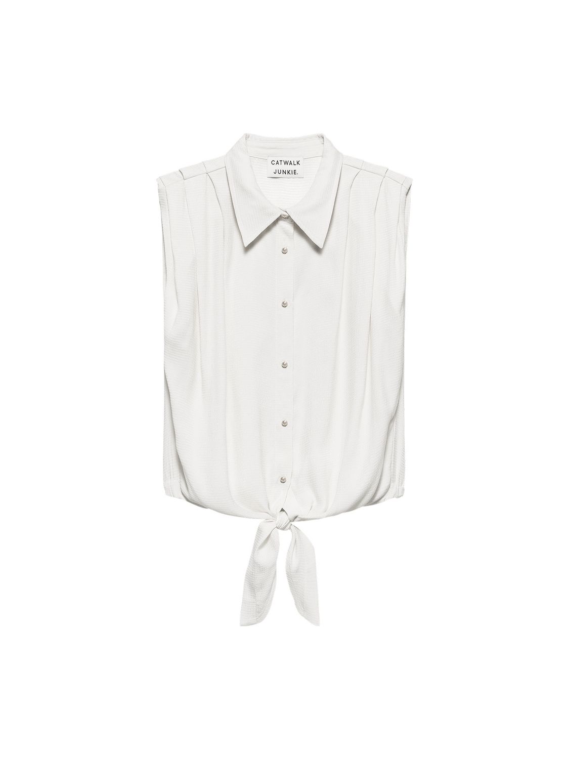 Sleeveless blouse with lash - off white