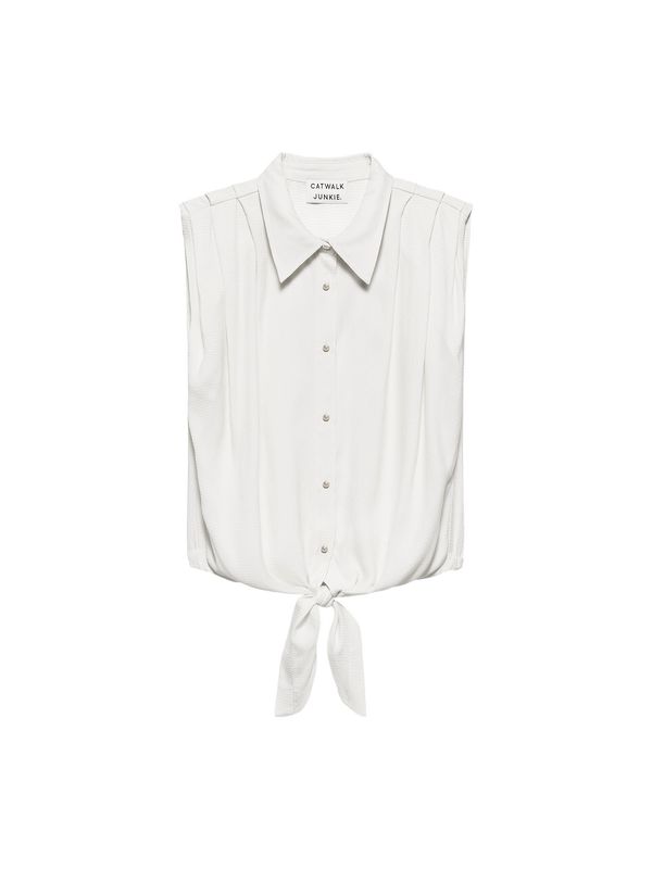 Sleeveless blouse with lash - off white