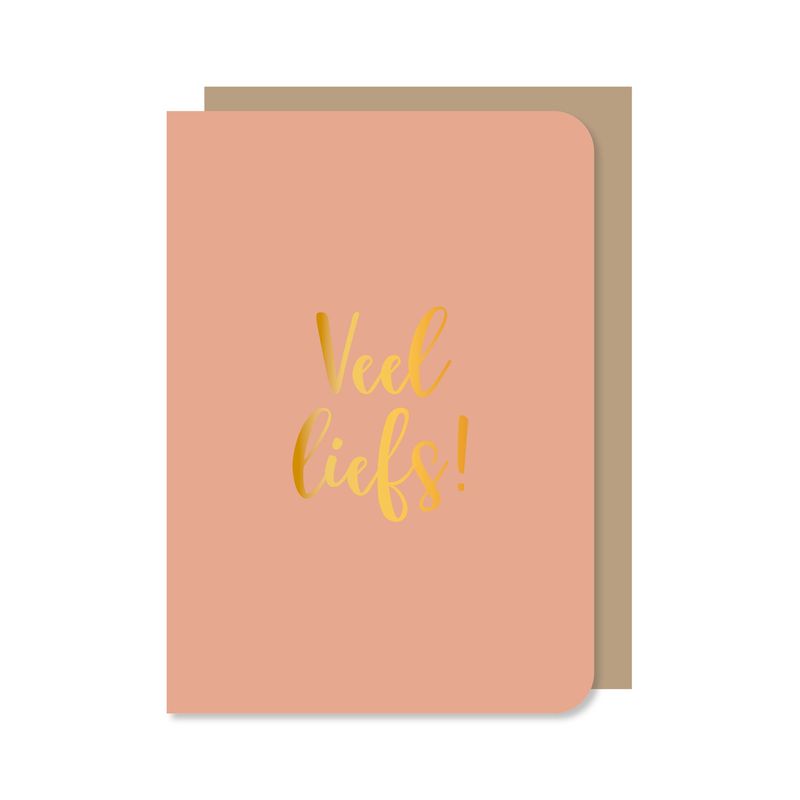 Dubbele kaart met envelop | Veel liefs - met goudfolie