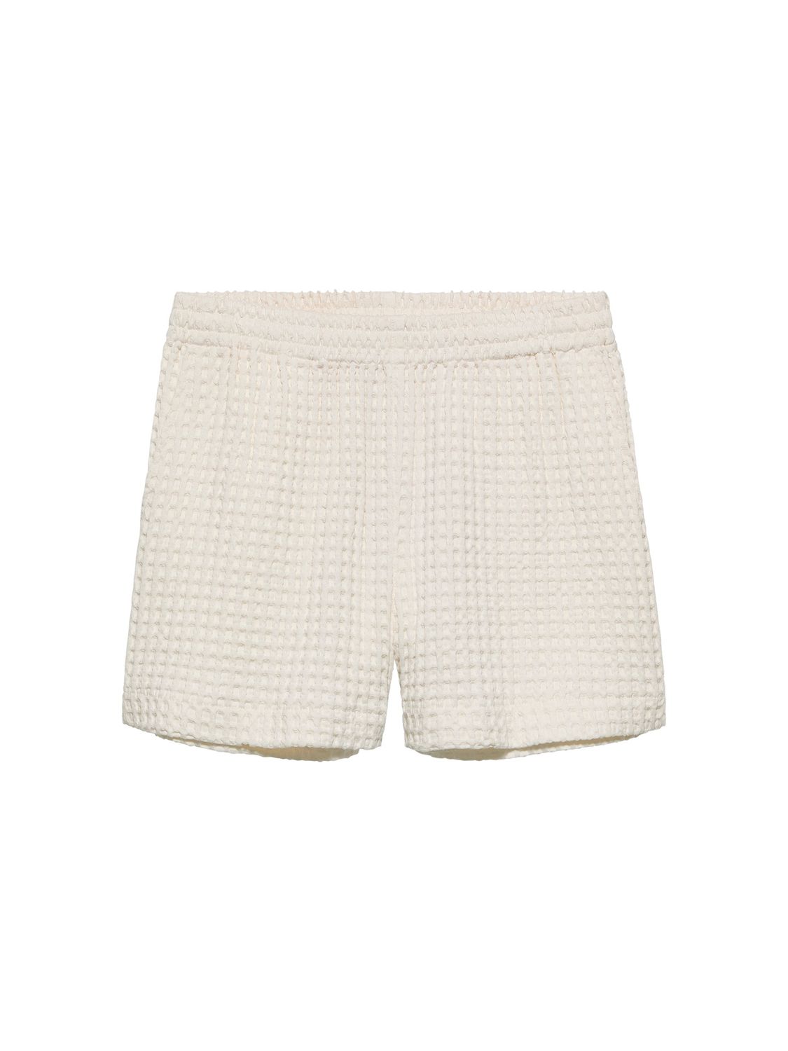 Pull on textured shorts - white