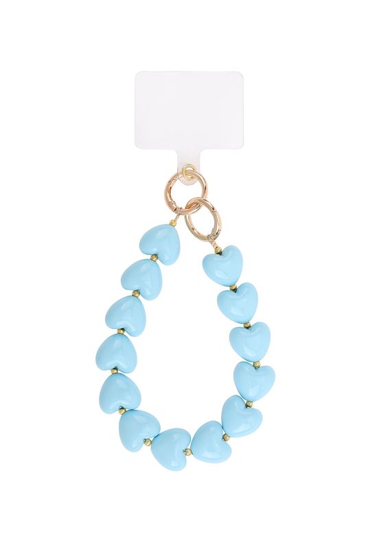Phonecord / telefoonkoord - hartjes blauw