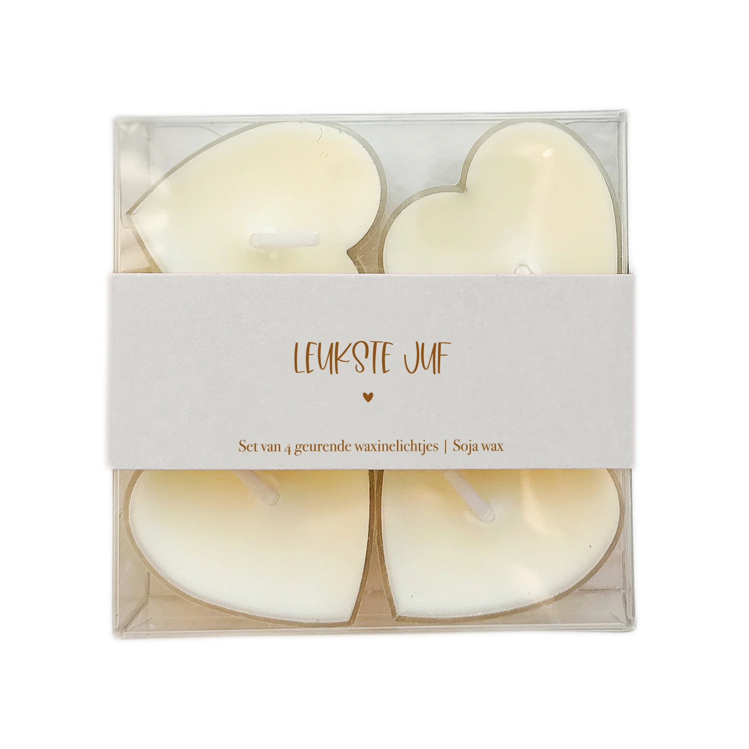 Waxinehartjes crème- Leukste Juf