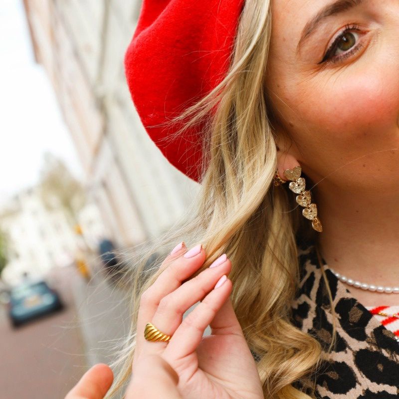 Oorbellen - Tess in gold hearts