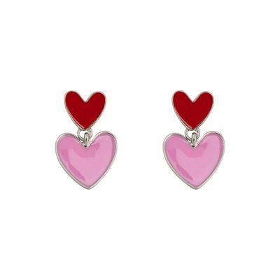 Oorbellen - Ruby &amp; Rose Hearts (zilver)