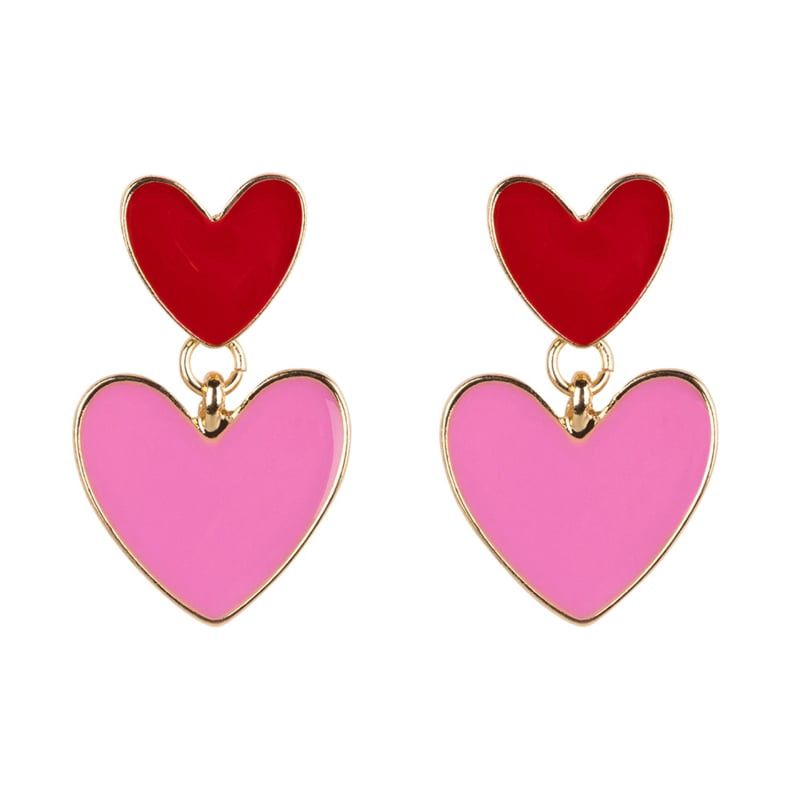 Oorbellen - Ruby &amp; Rose Hearts (goud)