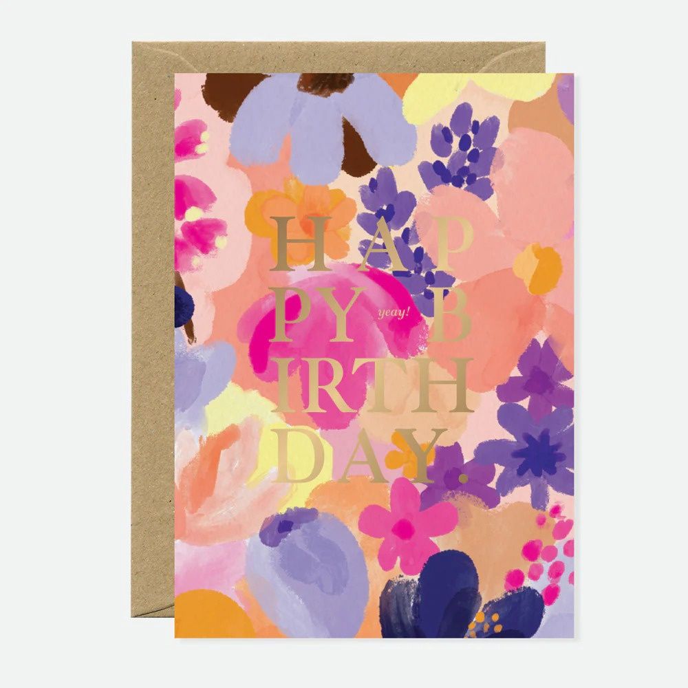 Kaart - Happy Birthday Flower Garden