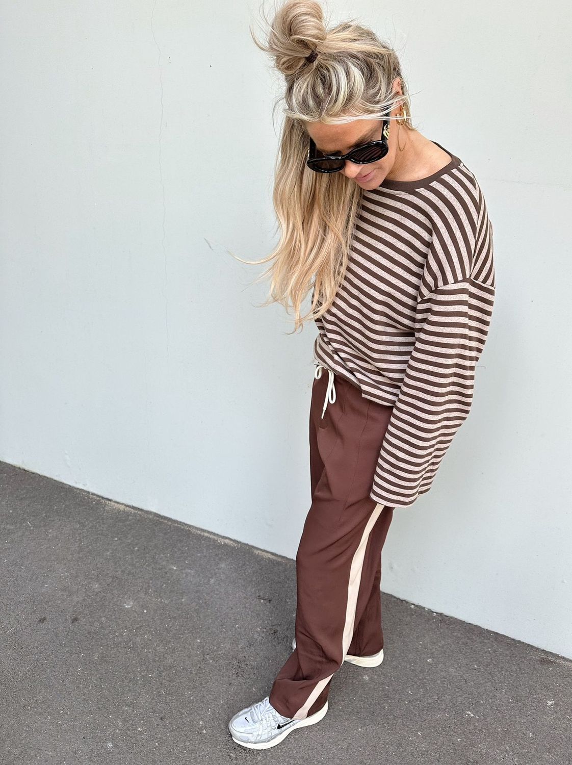 Longsleeve Anna streep bruin