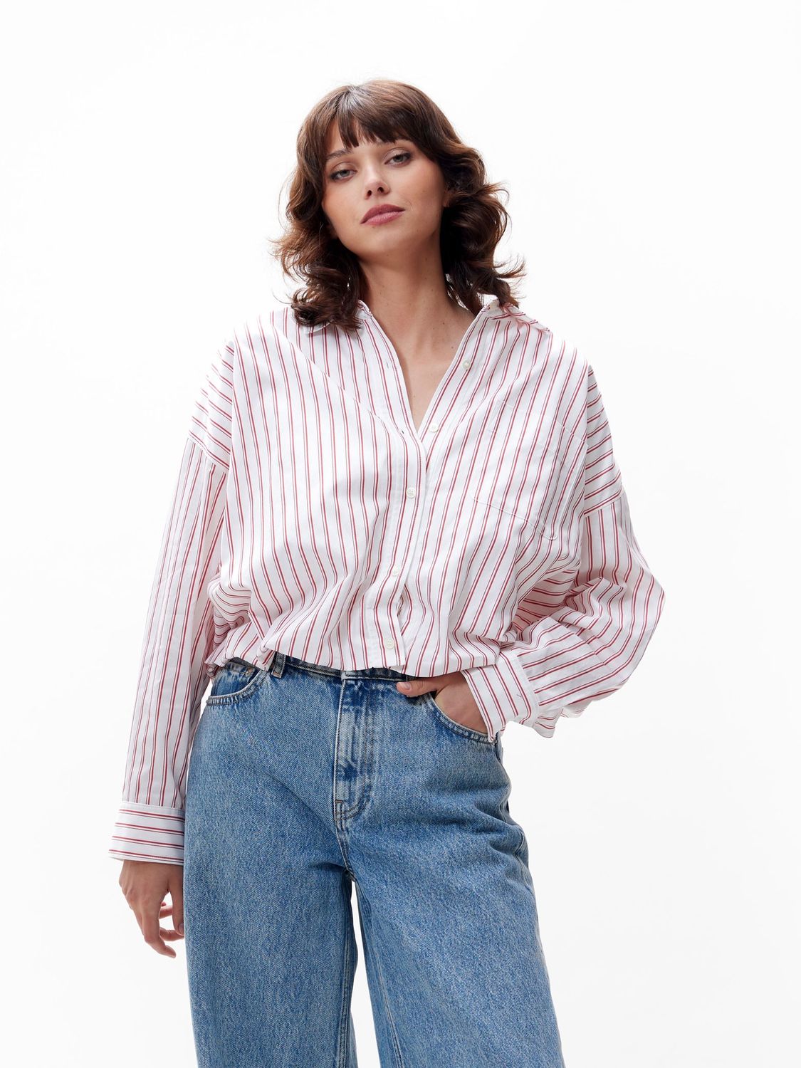 Tuck in blouse - ribbon red