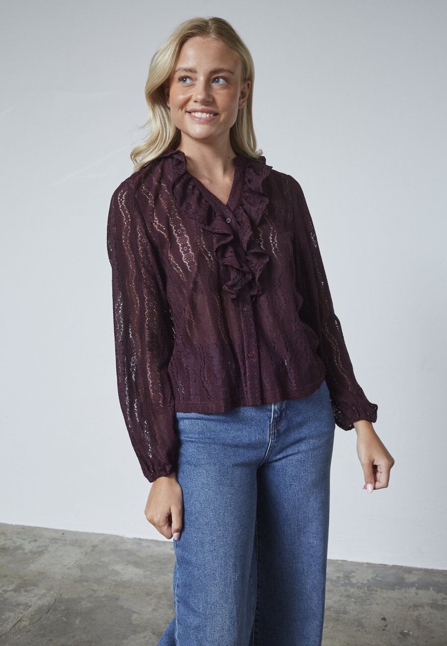 Blouse Eina v-hals - deep bordeaux