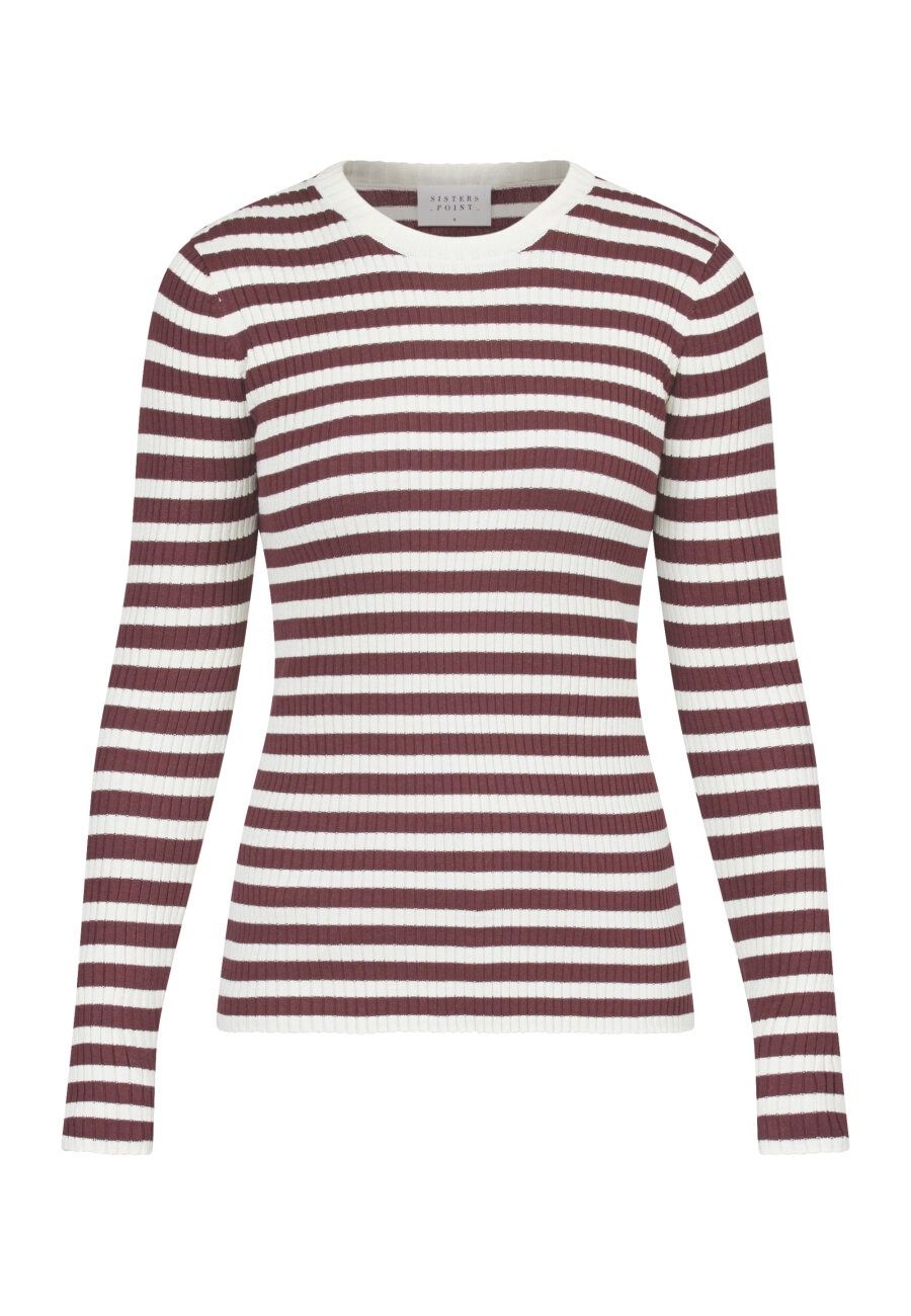 Top Huga - streep bordeaux/creme