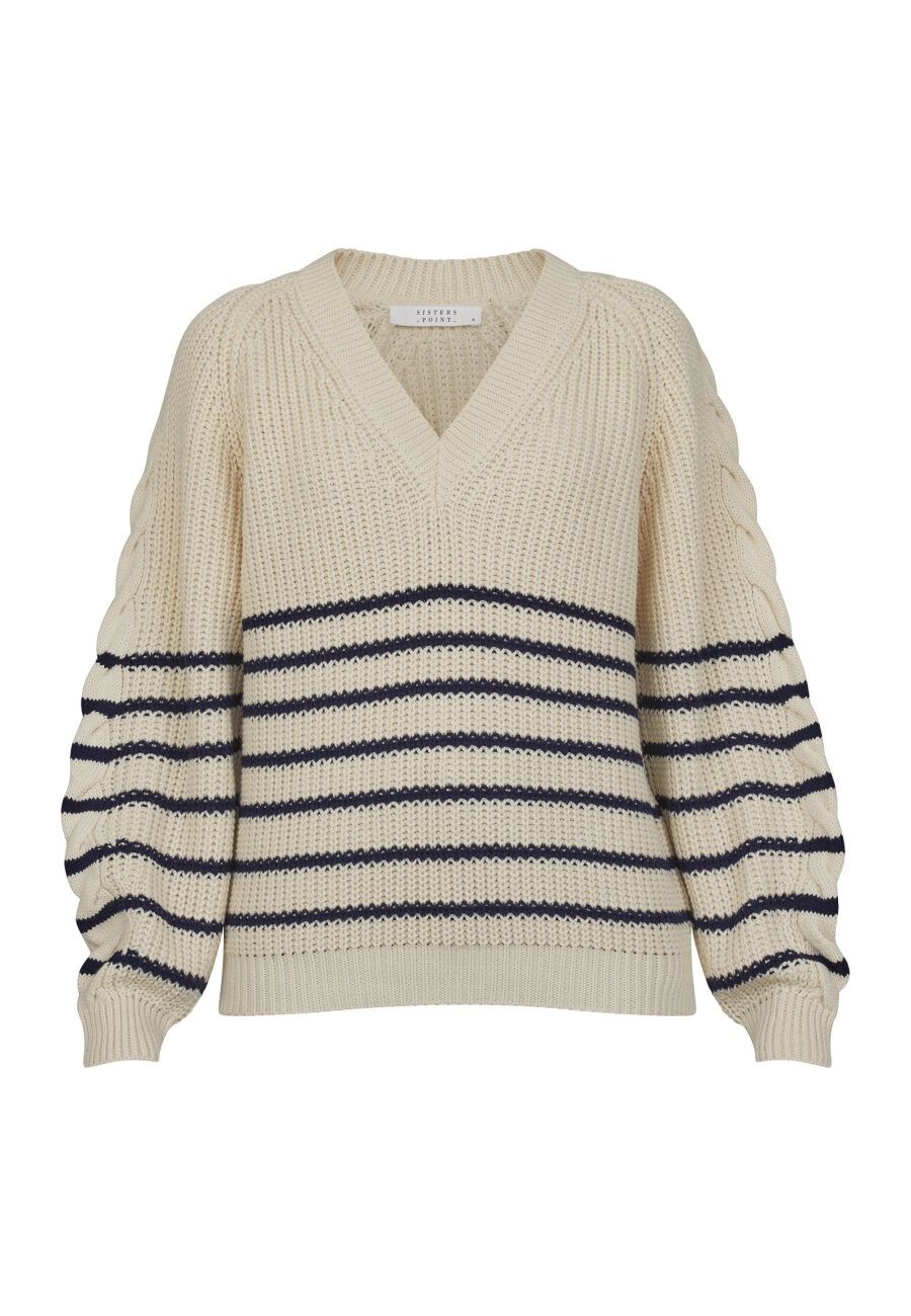 Trui Miba - streep creme/blauw