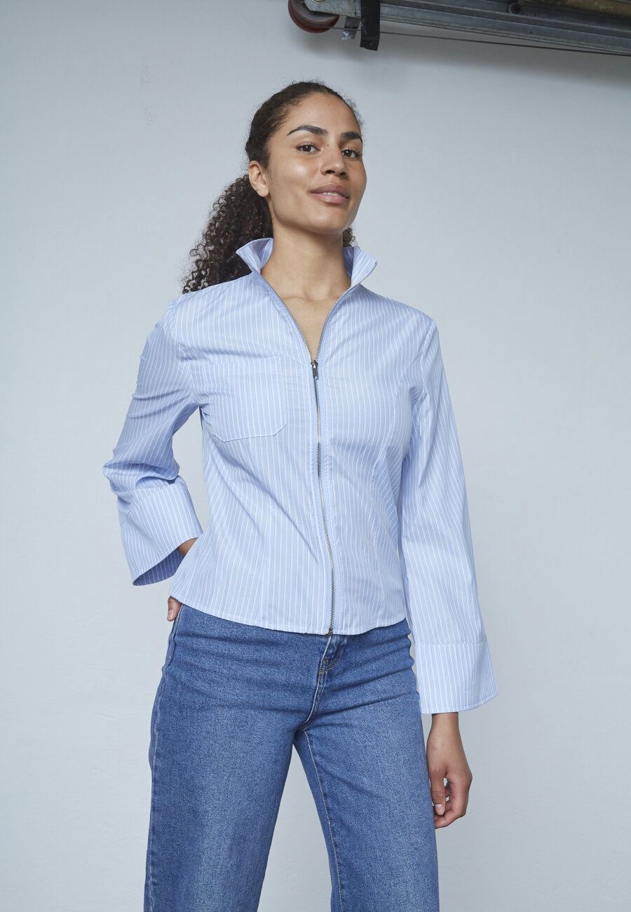Blouse Vilza - streep blauw/wit
