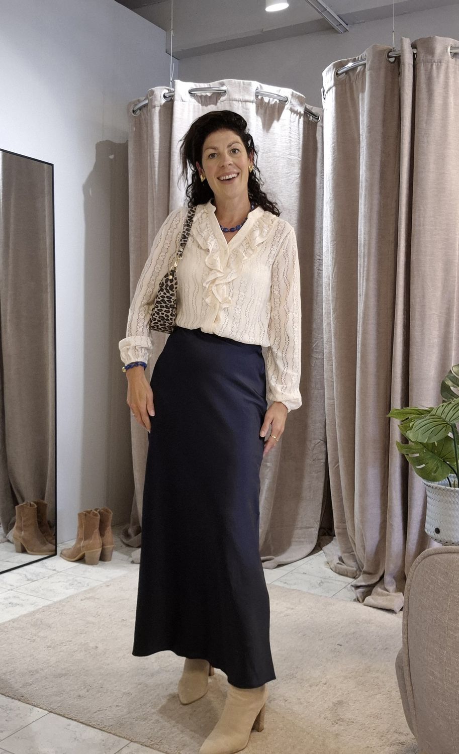 Satijnen rok blauw