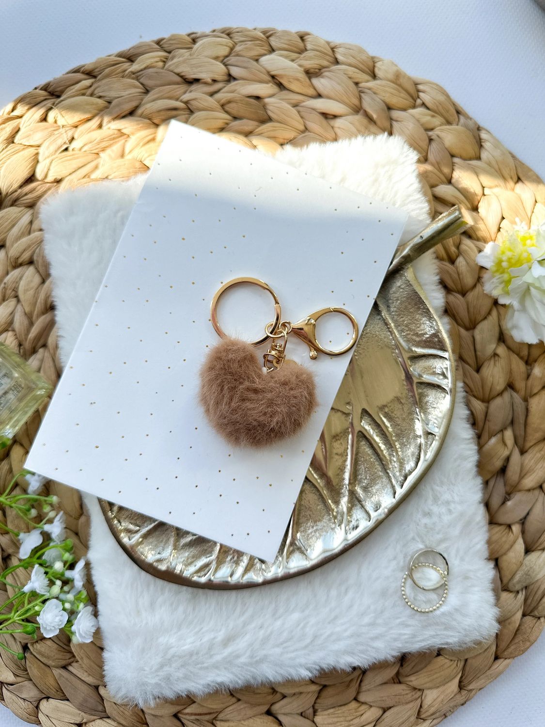 Sleutelhanger - Fluffy Hartje - Bruin