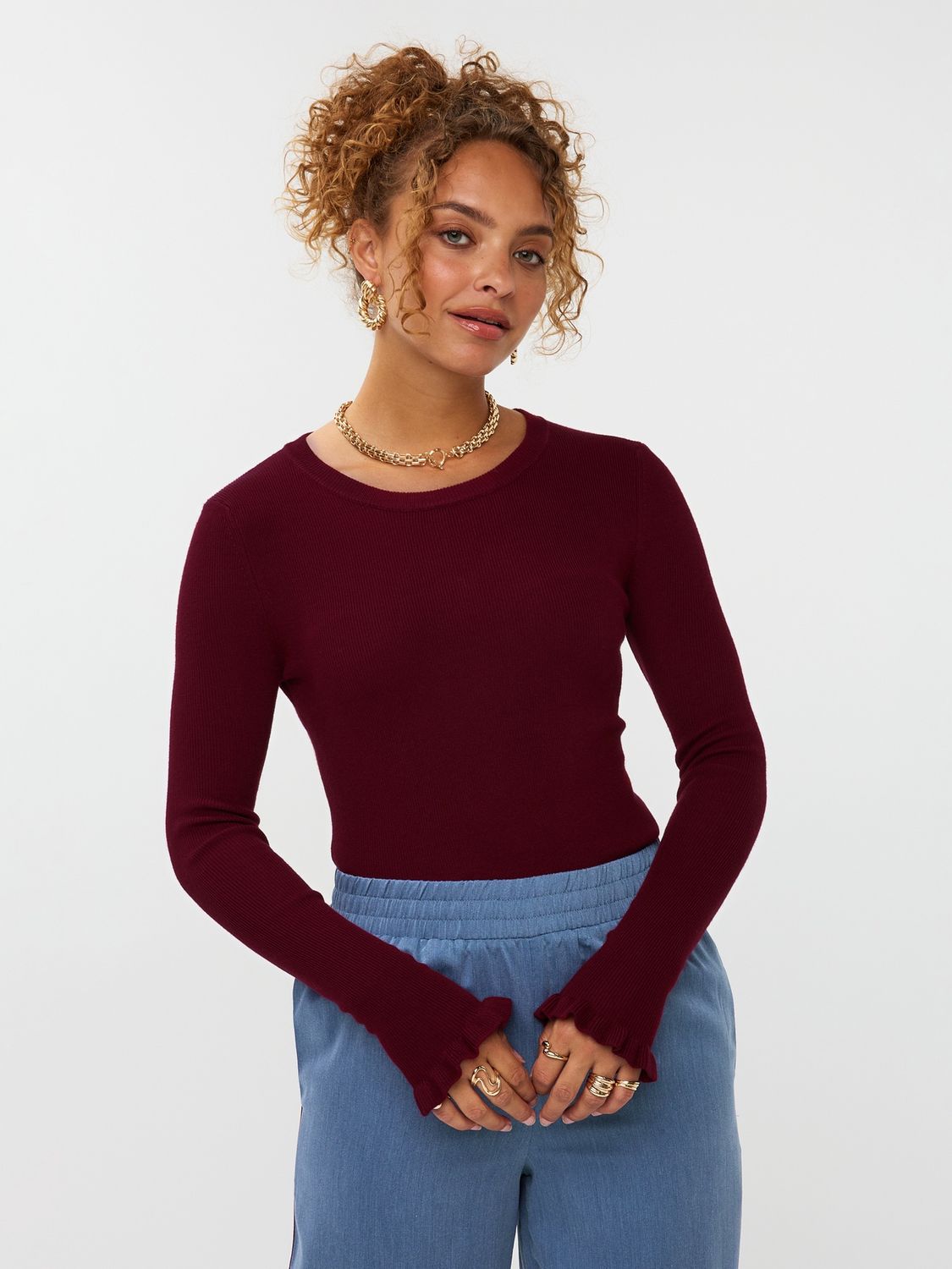 Knitted Top Shirley - burgundy