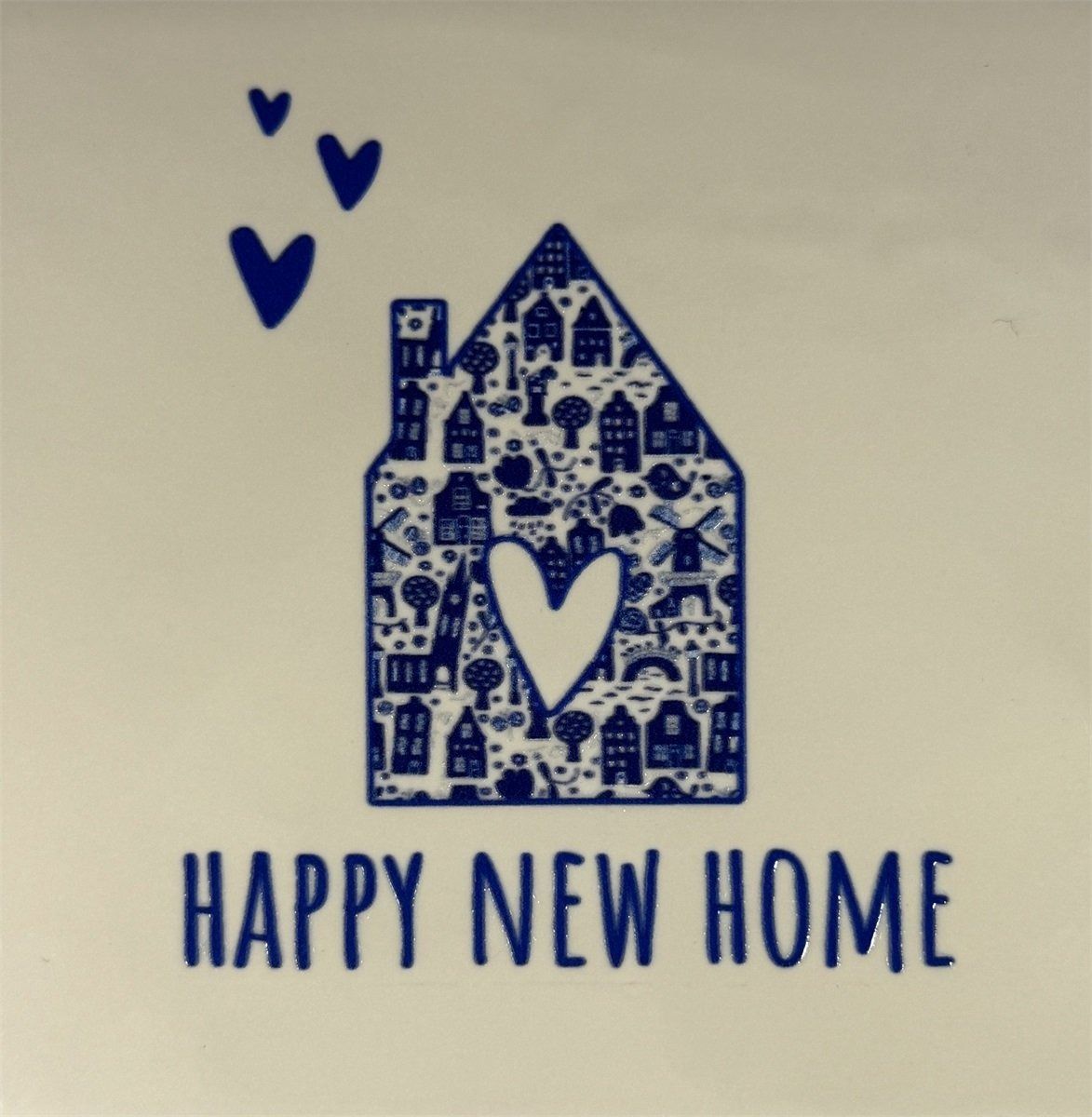 Tegel - &#39;delftsblauw happy new home&#39; creme/blauw
