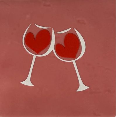 Tegel - &#39;wijn hartjes&#39; roze/creme