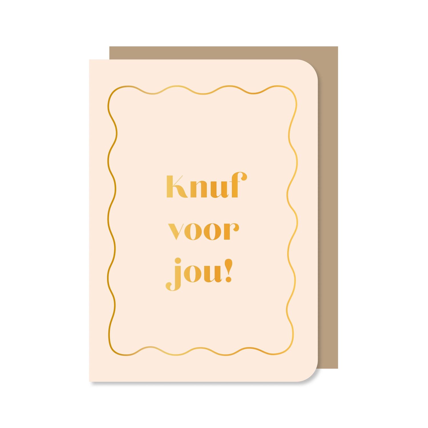 Dubbele kaart met envelop | Knuf voor jou! - met goudfolie
