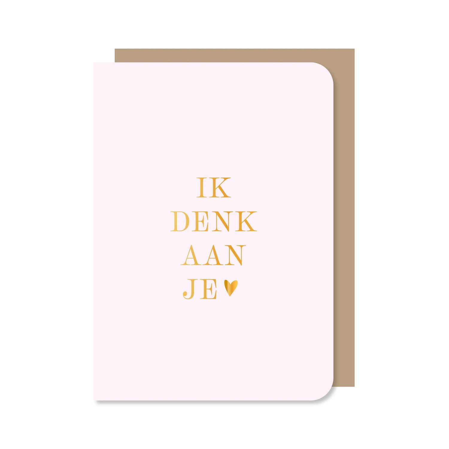 Dubbele kaart met envelop | Ik denk aan je - met goudfolie
