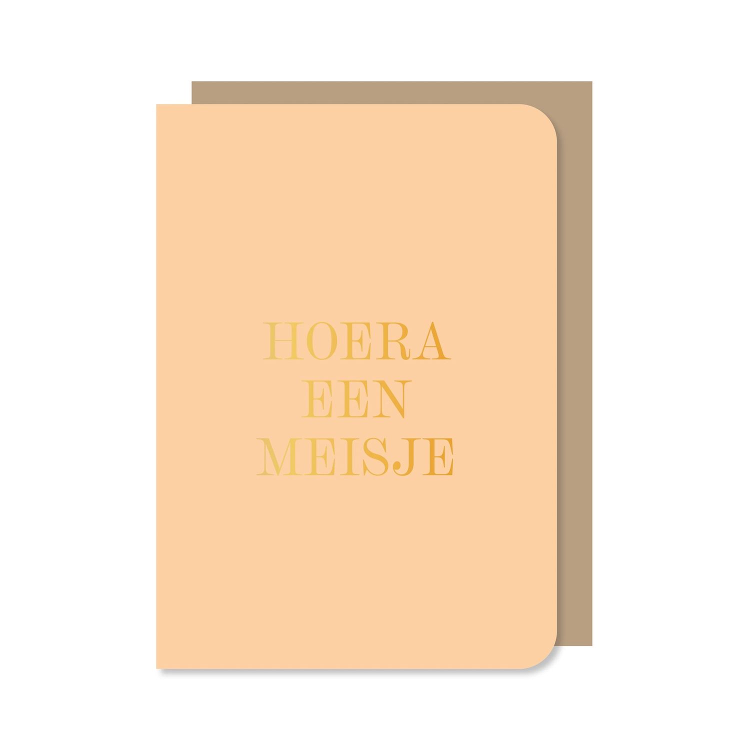 Dubbele kaart met envelop | Hoera een meisje - met goudfolie