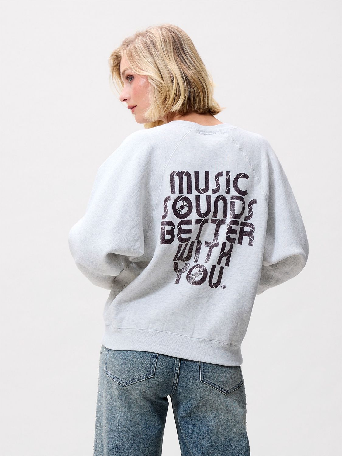 Graphic sweater - light grey melange