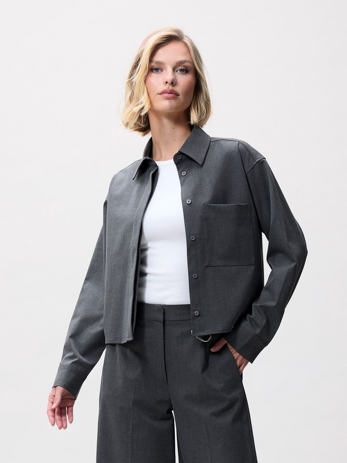 Cropped blouse - dark grey melange