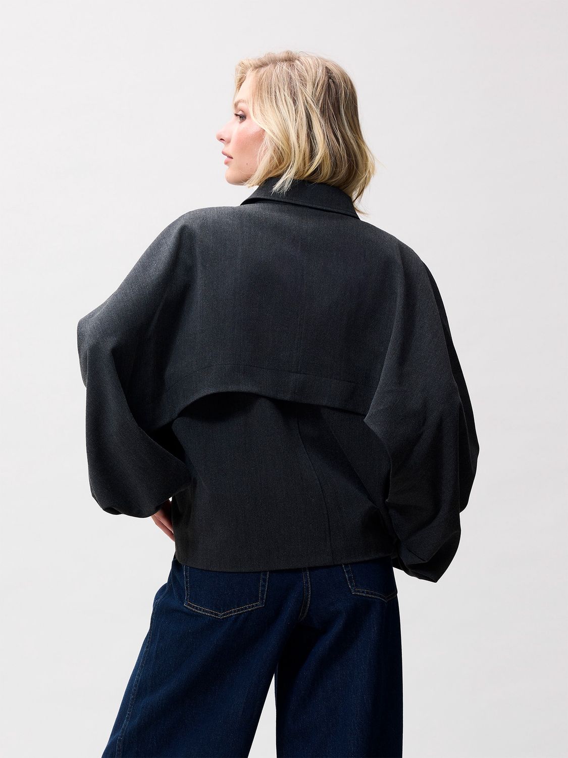 Trenchcoat short -  dark grey melange