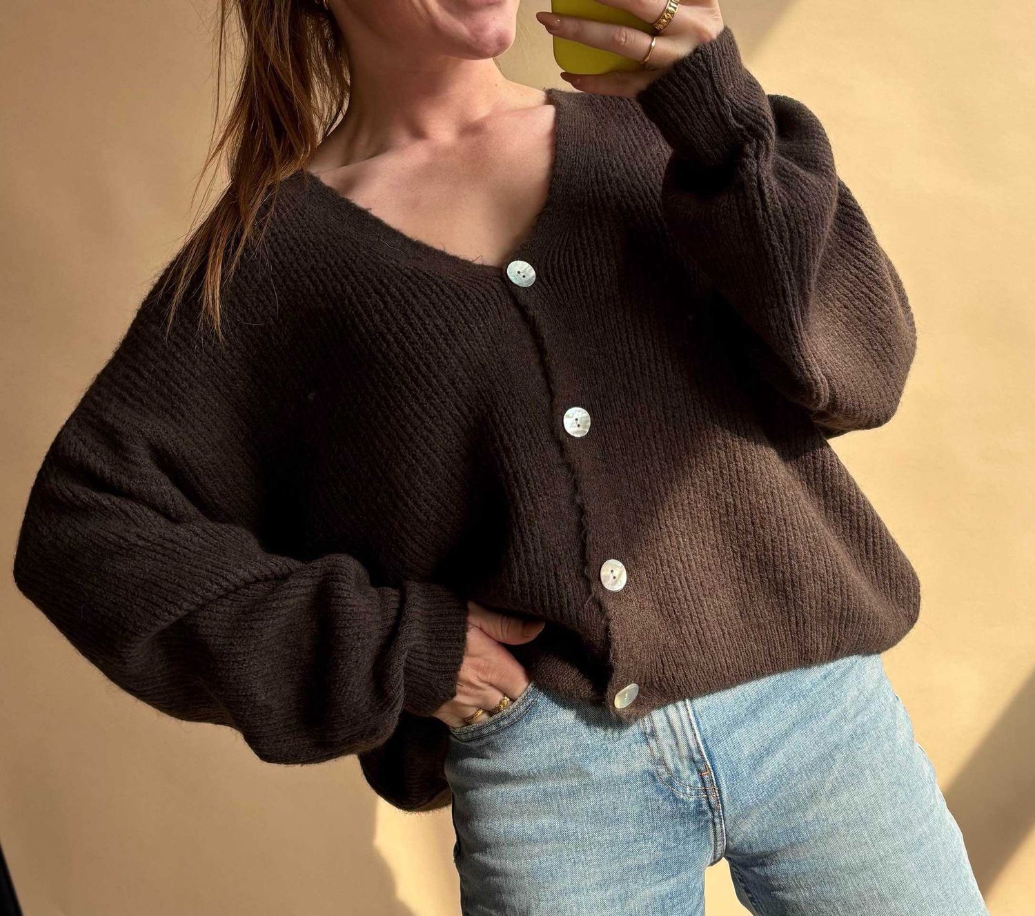 Vest v-hals donkerbruin